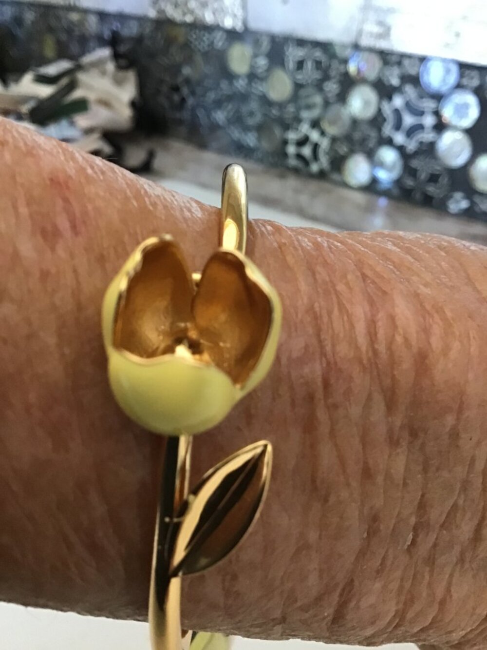 Kate Spade New Yellow Flower Hinged Cuff Bracelet - Picture 2 of 2